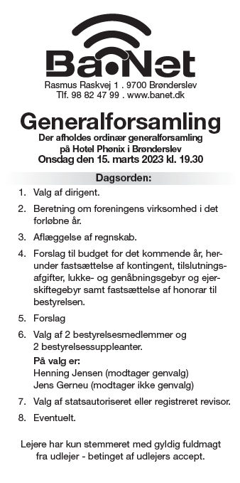 kig ind belastning skyld Brønderslev A/L - Generalforsamling 2023